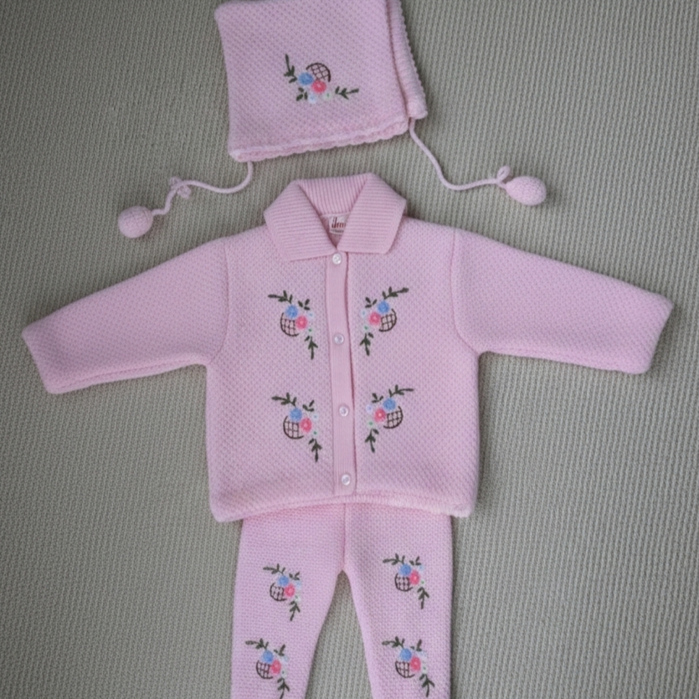 VINTAGE Pink Floral Kids Matching Set
